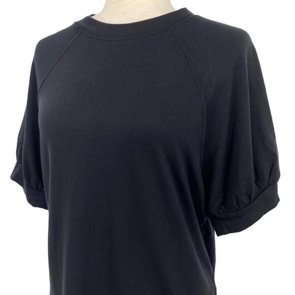 NWT COMO VINTAGE Black Puff Short Sleeve Pocketed T Shirt Mini Dress Size Medium - Picture 2 of 7